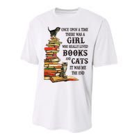 Once Upon A Time A Girl Really Loved Books And Cats Performance Sprint T-Shirt