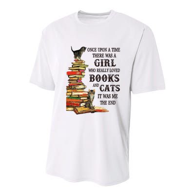 Once Upon A Time A Girl Really Loved Books And Cats Youth Performance Sprint T-Shirt