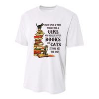 Once Upon A Time A Girl Really Loved Books And Cats Youth Performance Sprint T-Shirt
