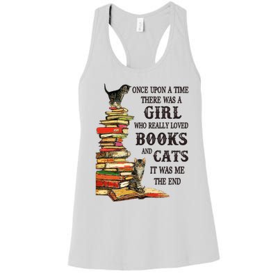 Once Upon A Time A Girl Really Loved Books And Cats Women's Racerback Tank