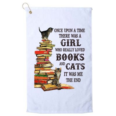 Once Upon A Time A Girl Really Loved Books And Cats Golf Towel