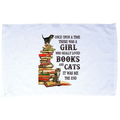Once Upon A Time A Girl Really Loved Books And Cats Microfiber Hand Towel