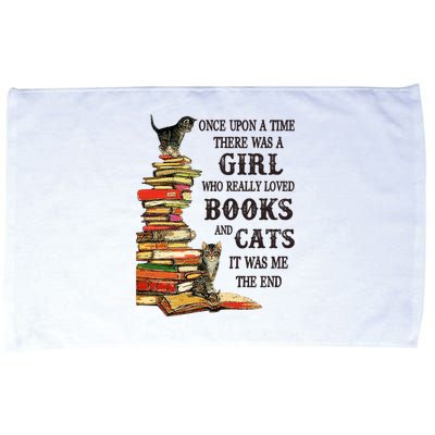 Once Upon A Time A Girl Really Loved Books And Cats Microfiber Hand Towel