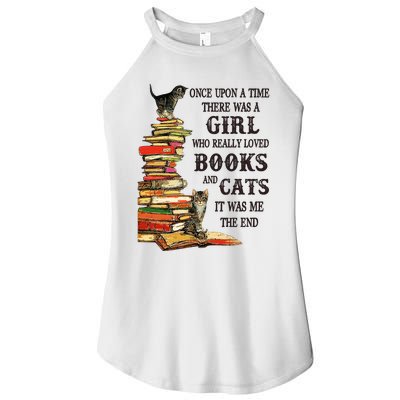 Once Upon A Time A Girl Really Loved Books And Cats Women’s Perfect Tri Rocker Tank