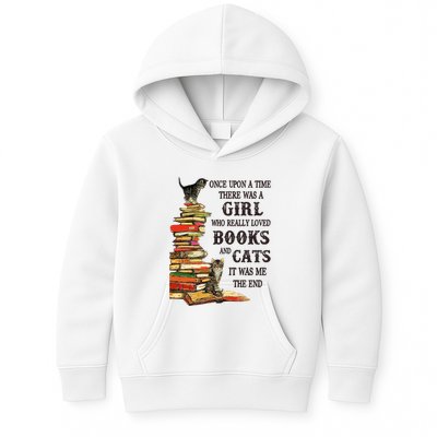 Once Upon A Time A Girl Really Loved Books And Cats Kids Hoodie