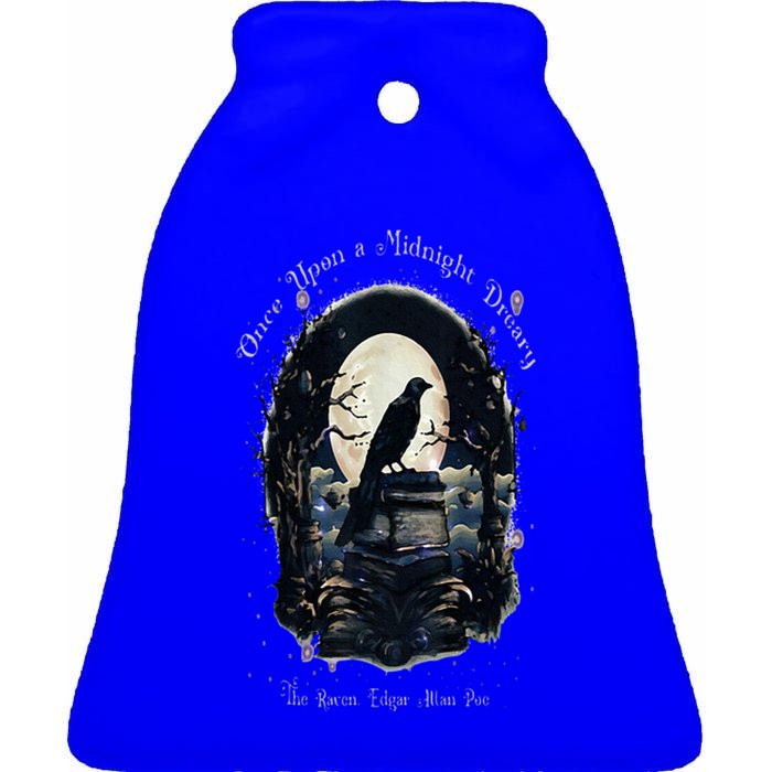 Once Upon A Midnight Dreary The Raven By Edgar Allan Poe Ceramic Bell Ornament