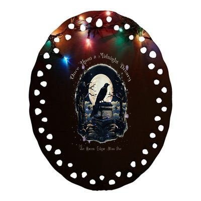 Once Upon A Midnight Dreary The Raven By Edgar Allan Poe Ceramic Oval Ornament