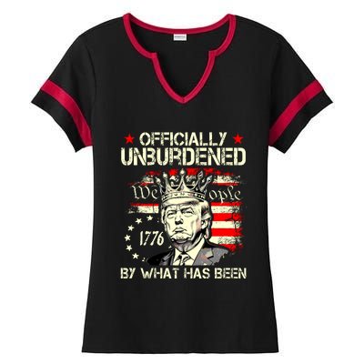 Officially Unburdened By What Has Been Trump Victory Ladies Halftime Notch Neck Tee