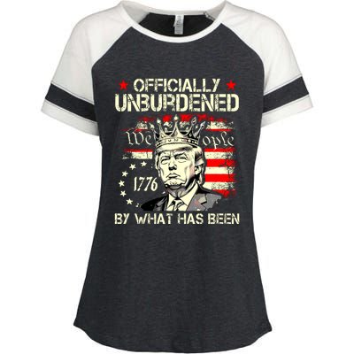 Officially Unburdened By What Has Been Trump Victory Enza Ladies Jersey Colorblock Tee