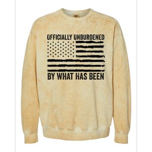 Officially Unburdened By What Has Been American Flag Colorblast Crewneck Sweatshirt