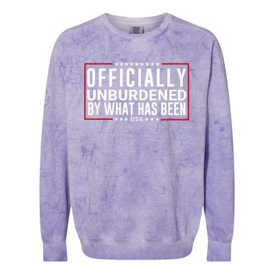 Officially Unburdened By What Has Been Trump Won Funny Meme Colorblast Crewneck Sweatshirt