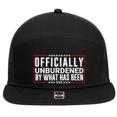 Officially Unburdened By What Has Been Trump Won Funny Meme 7 Panel Mesh Trucker Snapback Hat