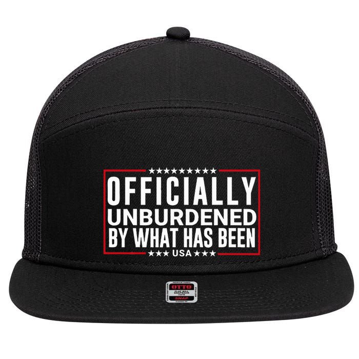 Officially Unburdened By What Has Been Trump Won Funny Meme 7 Panel Mesh Trucker Snapback Hat