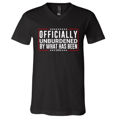 Officially Unburdened By What Has Been Trump Won Funny Meme V-Neck T-Shirt