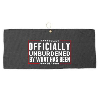 Officially Unburdened By What Has Been Trump Won Funny Meme Large Microfiber Waffle Golf Towel
