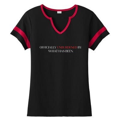 Officially Unburdened By What Has Been Trump Victory 2024 Trump Won Ladies Halftime Notch Neck Tee