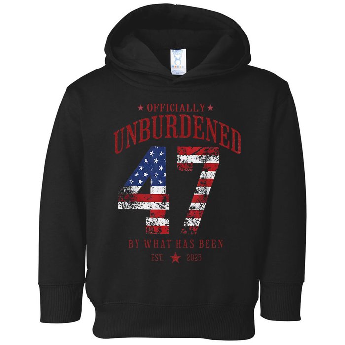 Officially Unburdened By What Has Been Trump Victory Gift Toddler Hoodie