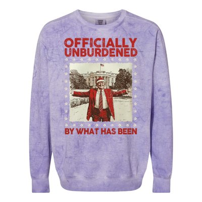 Officially Unburdened By What Has Been Trump Victory Xmas Colorblast Crewneck Sweatshirt