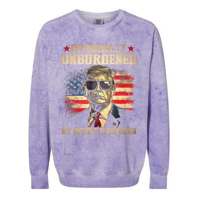 Officially Unburdened By What Has Been Trump Victory Colorblast Crewneck Sweatshirt