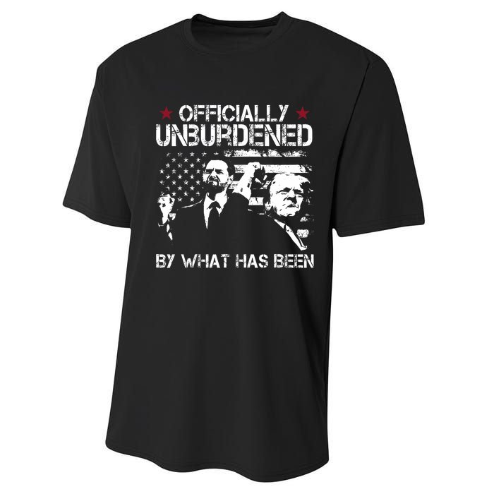 Officially Unburdened By What Has Been Trump Vance Victory Performance Sprint T-Shirt