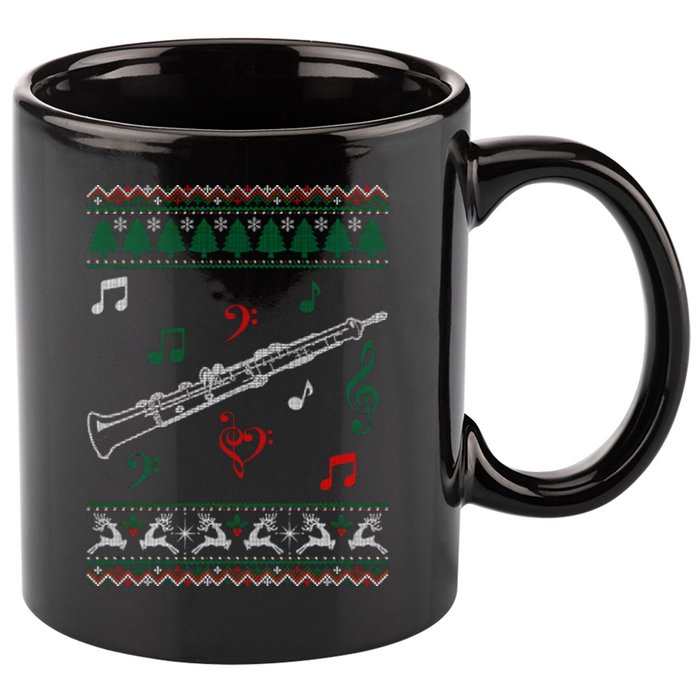 Oboe Ugly Christmas Sweater 11oz C Handle Ceramic Mug