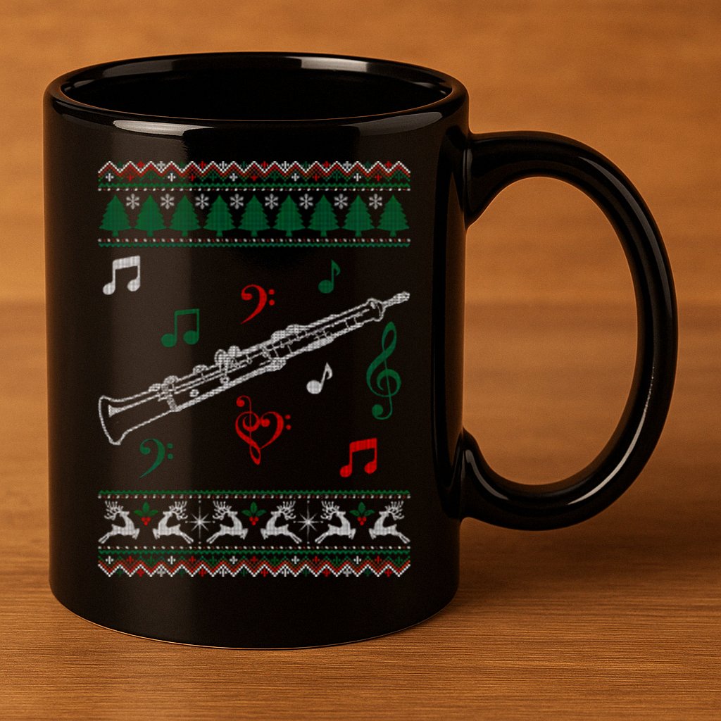 Oboe Ugly Christmas Sweater 11oz C Handle Ceramic Mug
