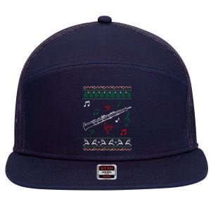 Oboe Ugly Christmas Sweater 7 Panel Mesh Trucker Snapback Hat