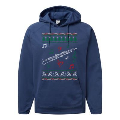 Oboe Ugly Christmas Sweater Performance Fleece Hoodie