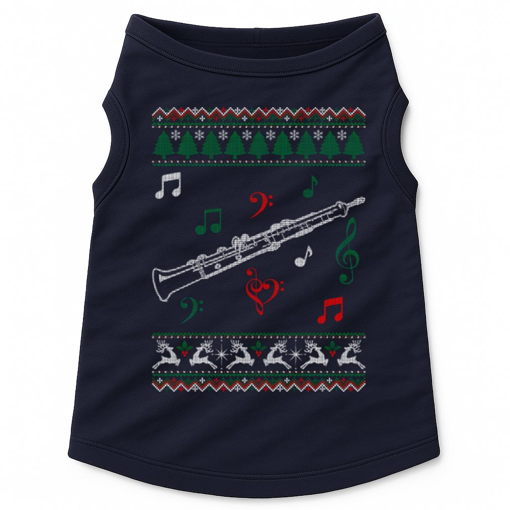 Oboe Ugly Christmas Sweater Doggie Tank
