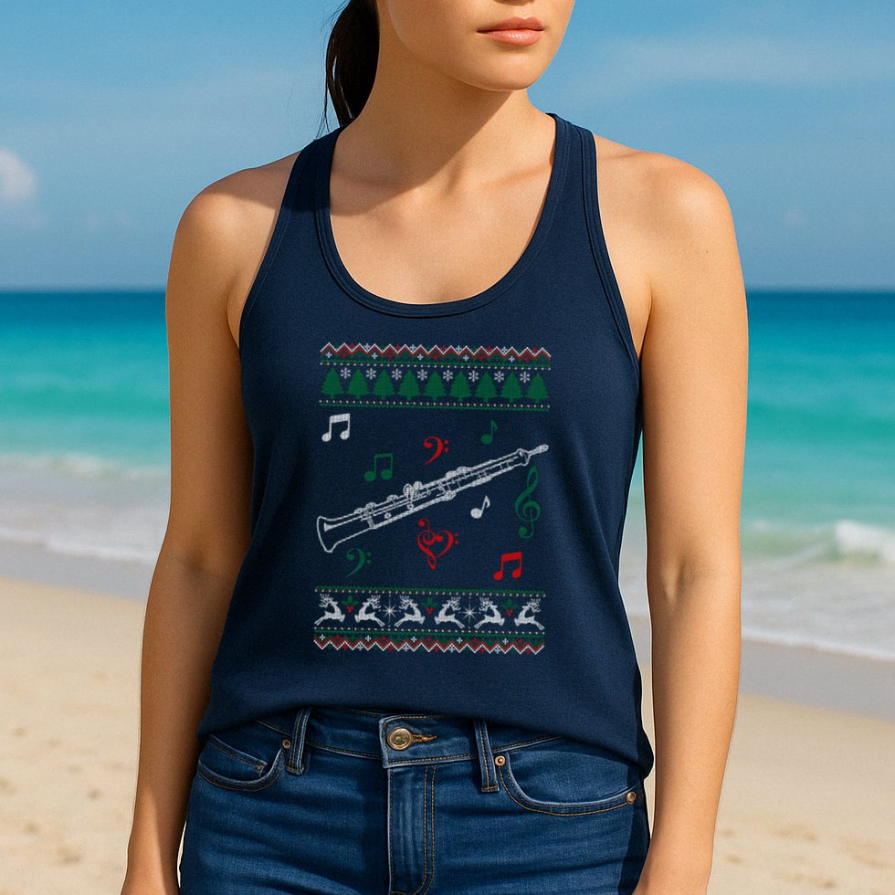 Oboe Ugly Christmas Sweater Womens Tank Top