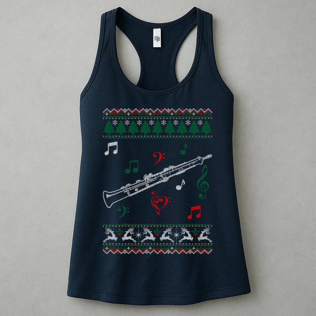 Oboe Ugly Christmas Sweater Womens Tank Top