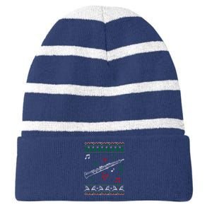 Oboe Ugly Christmas Sweater Striped Beanie with Solid Band