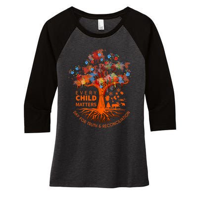 Orange Unity Day Native American Every Child Women's Tri-Blend 3/4-Sleeve Raglan Shirt