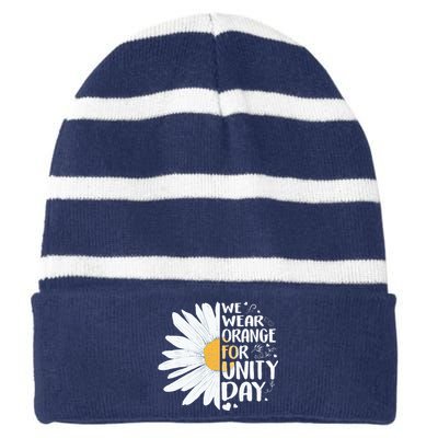 ORANGE UNITY DAY Daisy We Wear Orange For Unity Day Striped Beanie with Solid Band