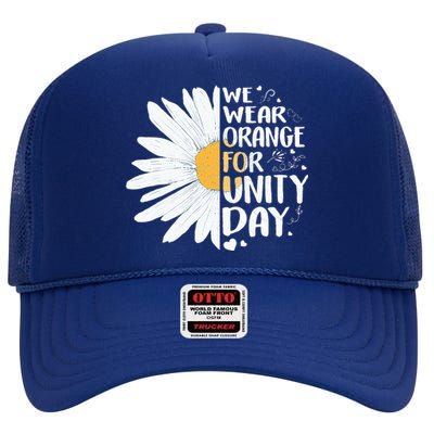 ORANGE UNITY DAY Daisy We Wear Orange For Unity Day High Crown Mesh Back Trucker Hat