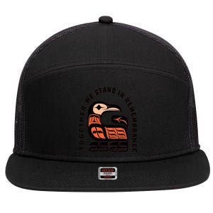 Orange Unity Day Native American Every Child 7 Panel Mesh Trucker Snapback Hat