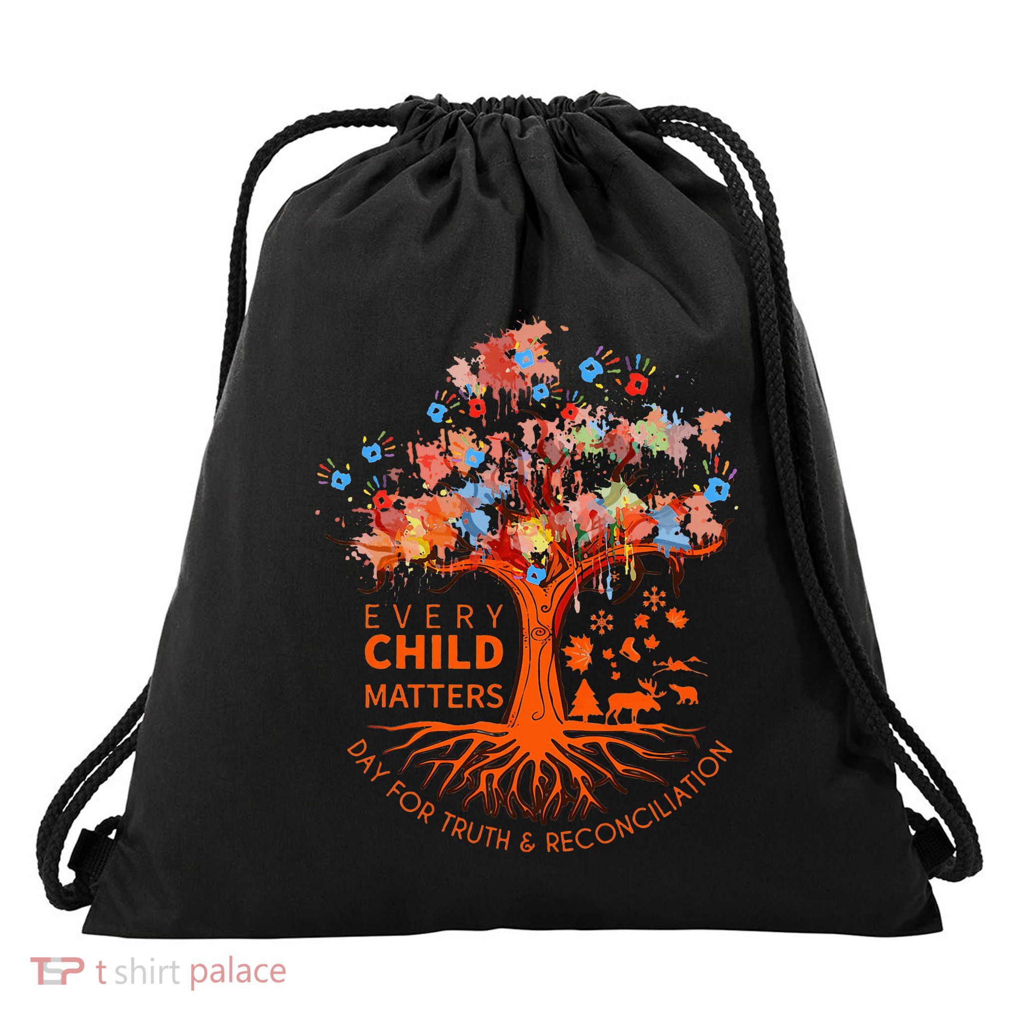 Orange Unity Day Native American Every Child Drawstring Bag