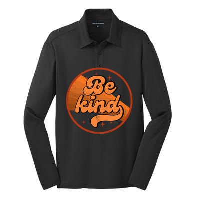 Orange Unity Day Anti Bullying Be Kind Retro Vintage Rainbow Funny Gift Silk Touch Performance Long Sleeve Polo