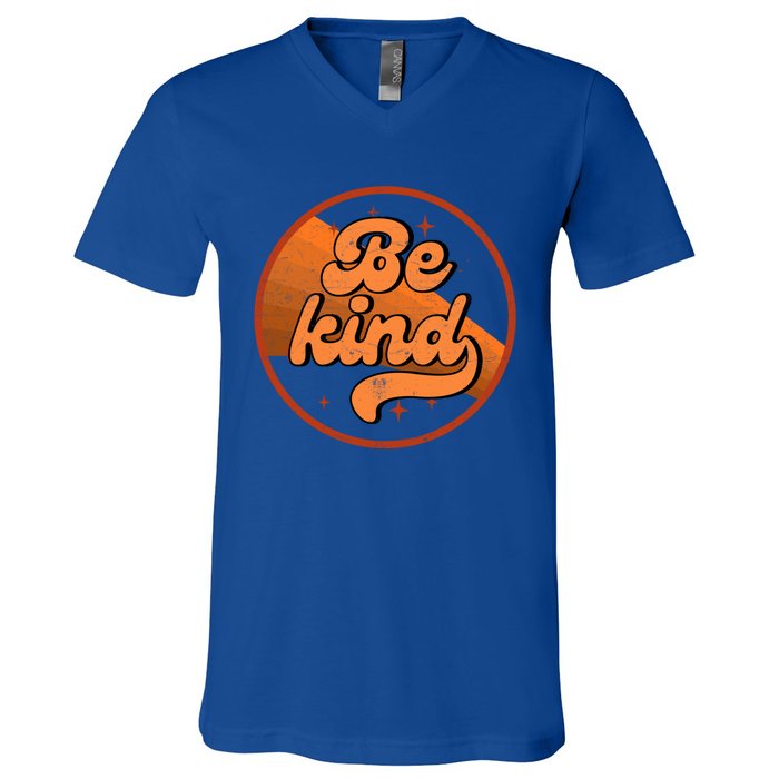 Orange Unity Day Anti Bullying Be Kind Retro Vintage Rainbow Funny Gift V-Neck T-Shirt