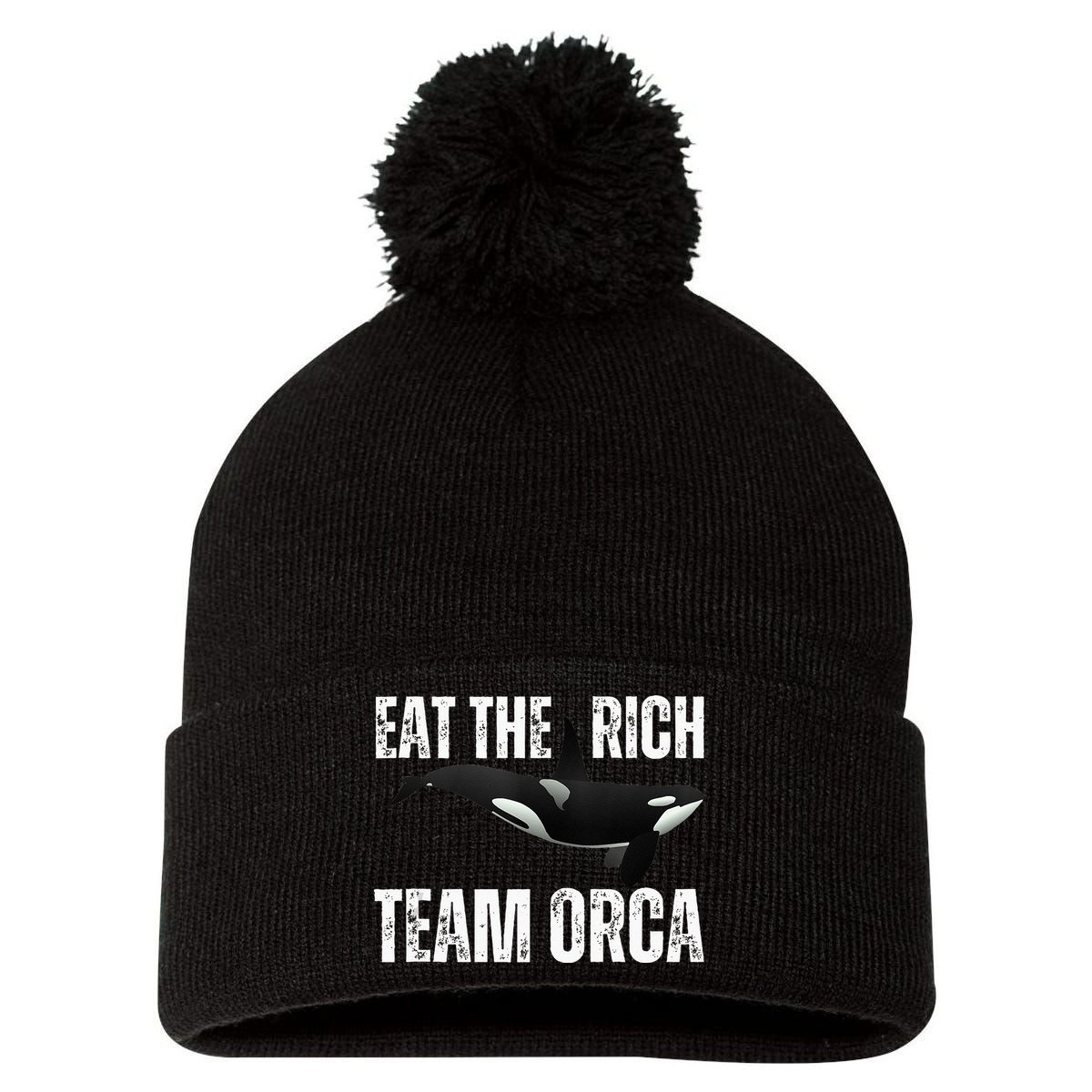 Orca Uprising Eat The Rich Team Orca Pom Pom 12in Knit Beanie