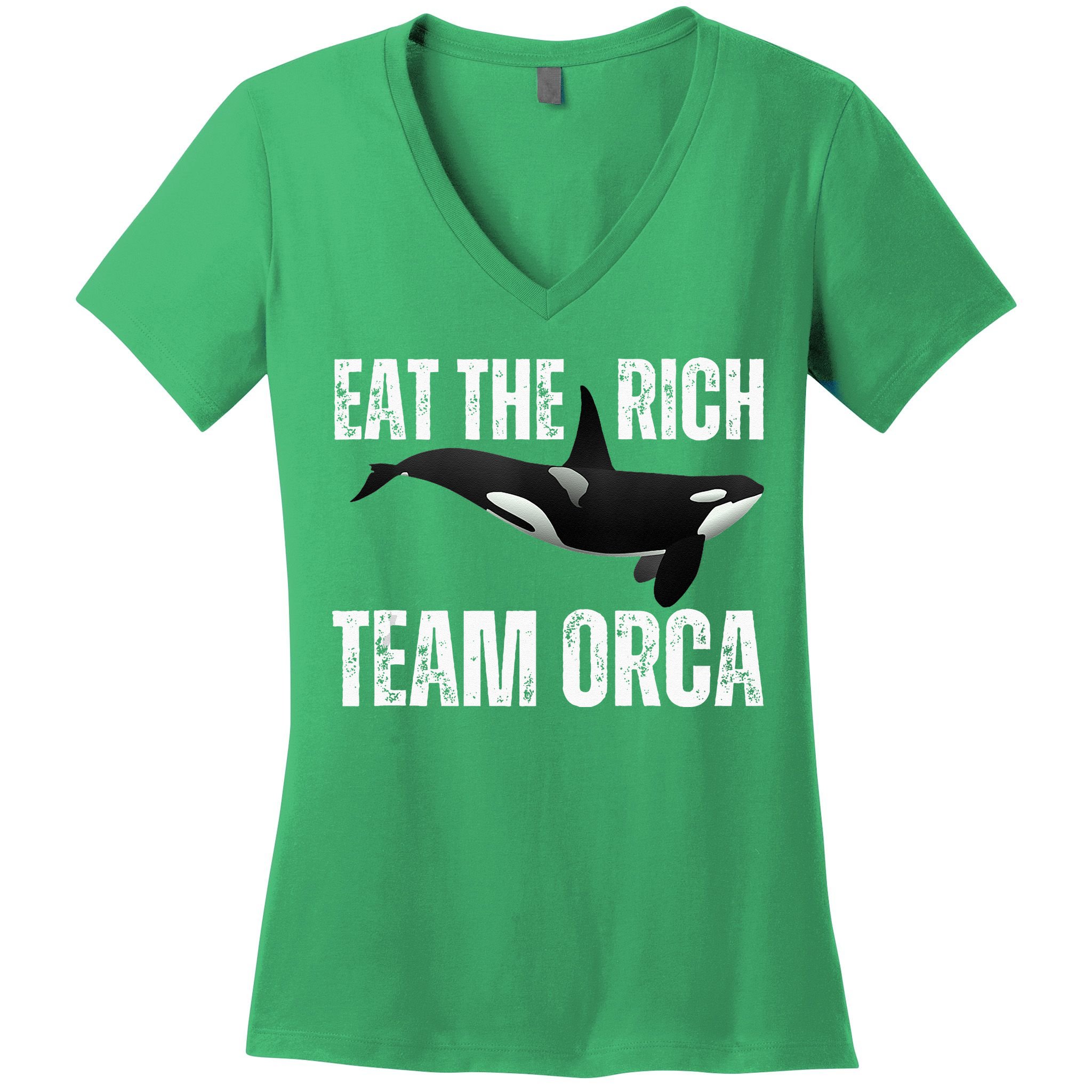 Orca Uprising Eat The Rich Team Orca Women's V-Neck T-Shirt