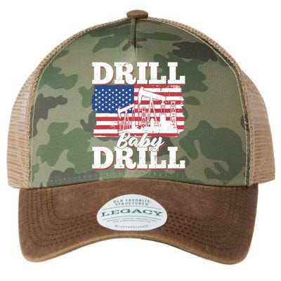 Oilfield Us Flag Drilling Oil Fracking - Drill Baby Drill Legacy Tie Dye Trucker Hat