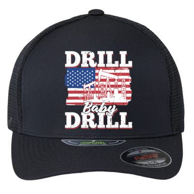 Oilfield Us Flag Drilling Oil Fracking - Drill Baby Drill Flexfit Unipanel Trucker Cap