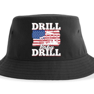 Oilfield Us Flag Drilling Oil Fracking - Drill Baby Drill Sustainable Bucket Hat