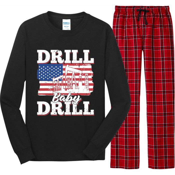 Oilfield Us Flag Drilling Oil Fracking - Drill Baby Drill Long Sleeve Pajama Set