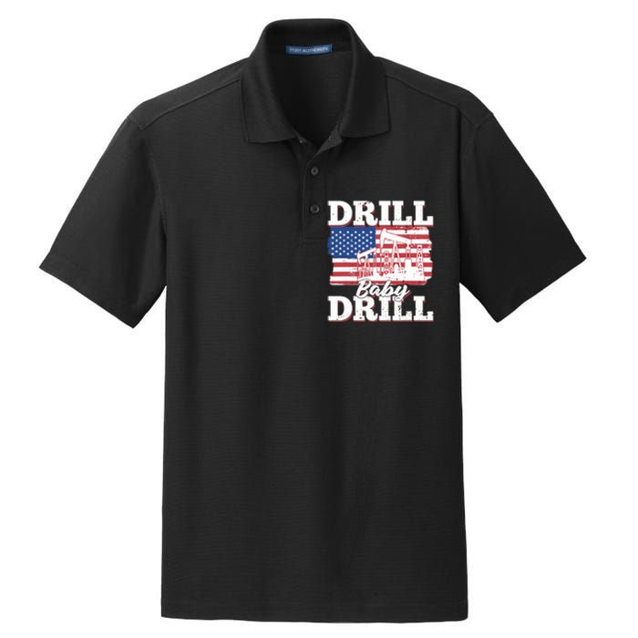 Oilfield Us Flag Drilling Oil Fracking - Drill Baby Drill Dry Zone Grid Polo