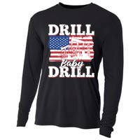 Oilfield Us Flag Drilling Oil Fracking - Drill Baby Drill Cooling Performance Long Sleeve Crew