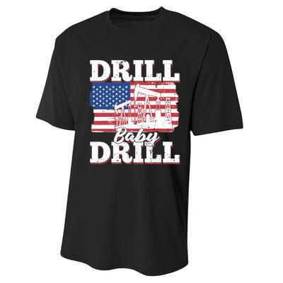 Oilfield Us Flag Drilling Oil Fracking - Drill Baby Drill Performance Sprint T-Shirt