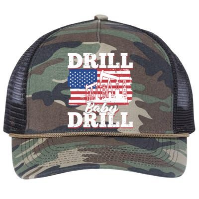 Oilfield Us Flag Drilling Oil Fracking - Drill Baby Drill Retro Rope Trucker Hat Cap