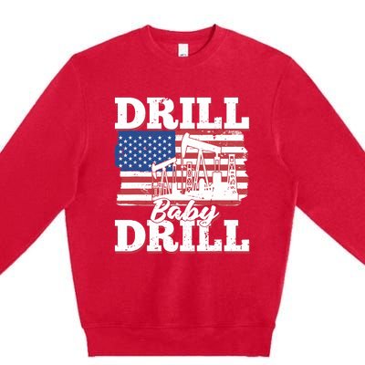 Oilfield Us Flag Drilling Oil Fracking - Drill Baby Drill Premium Crewneck Sweatshirt